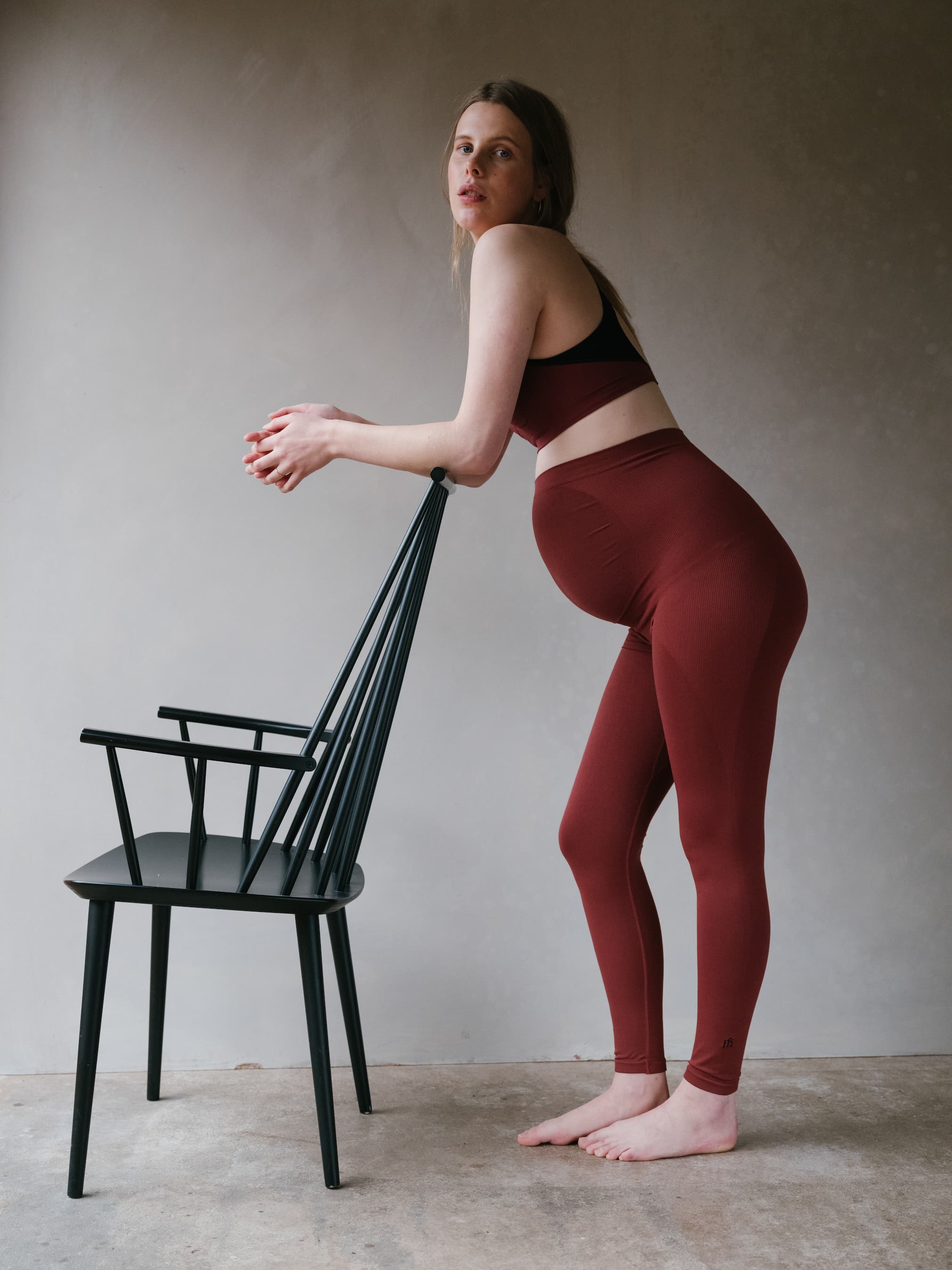 Maternity Sports Leggings (Brick Red)