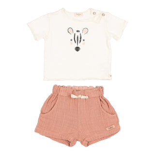 Zebra & Rose Clay Shorts Set