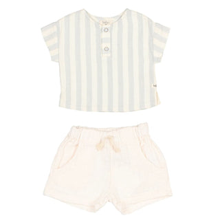 Stripes Shirt  Set (Sky Grey)