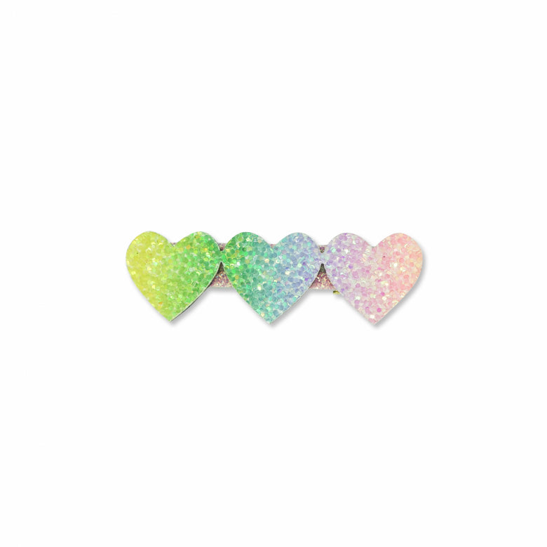 Triple Glitter Heart Clip