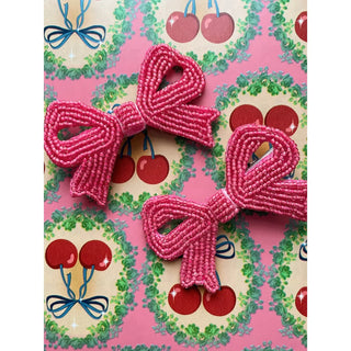 2 Pack Pearly Bow Hair Clips (Bubble Gum)