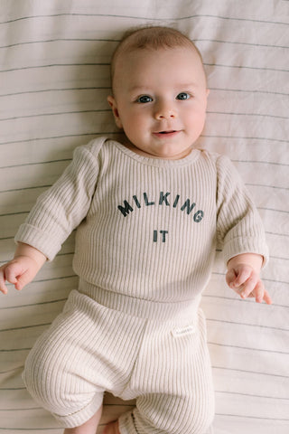 Milking It Bodysuit Set (Oat)