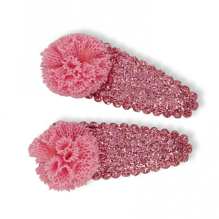 Glitter Marigold Hair Clips (Pink)